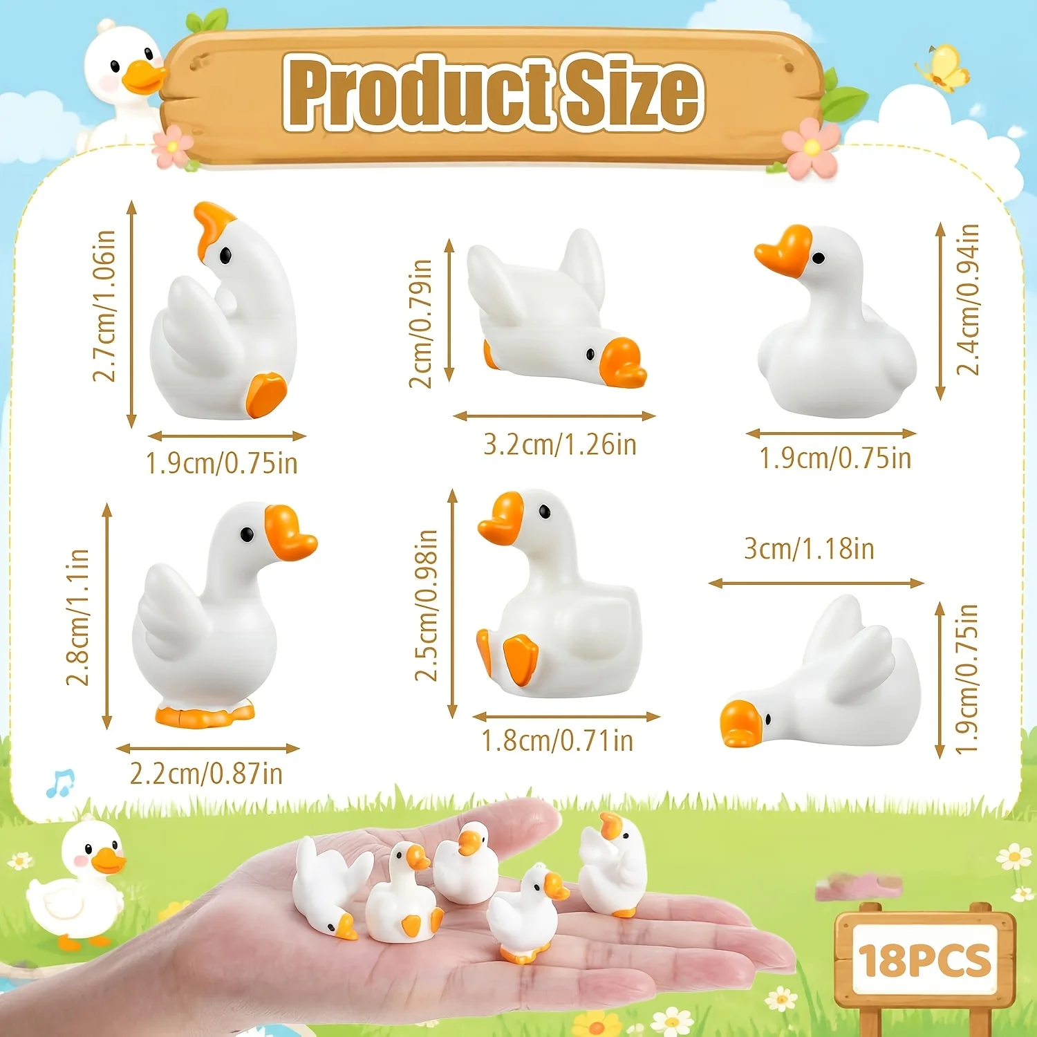 12/18PCS Multi style cute little white goose micro landscape accessories garden lawn aquarium potted plant DIY