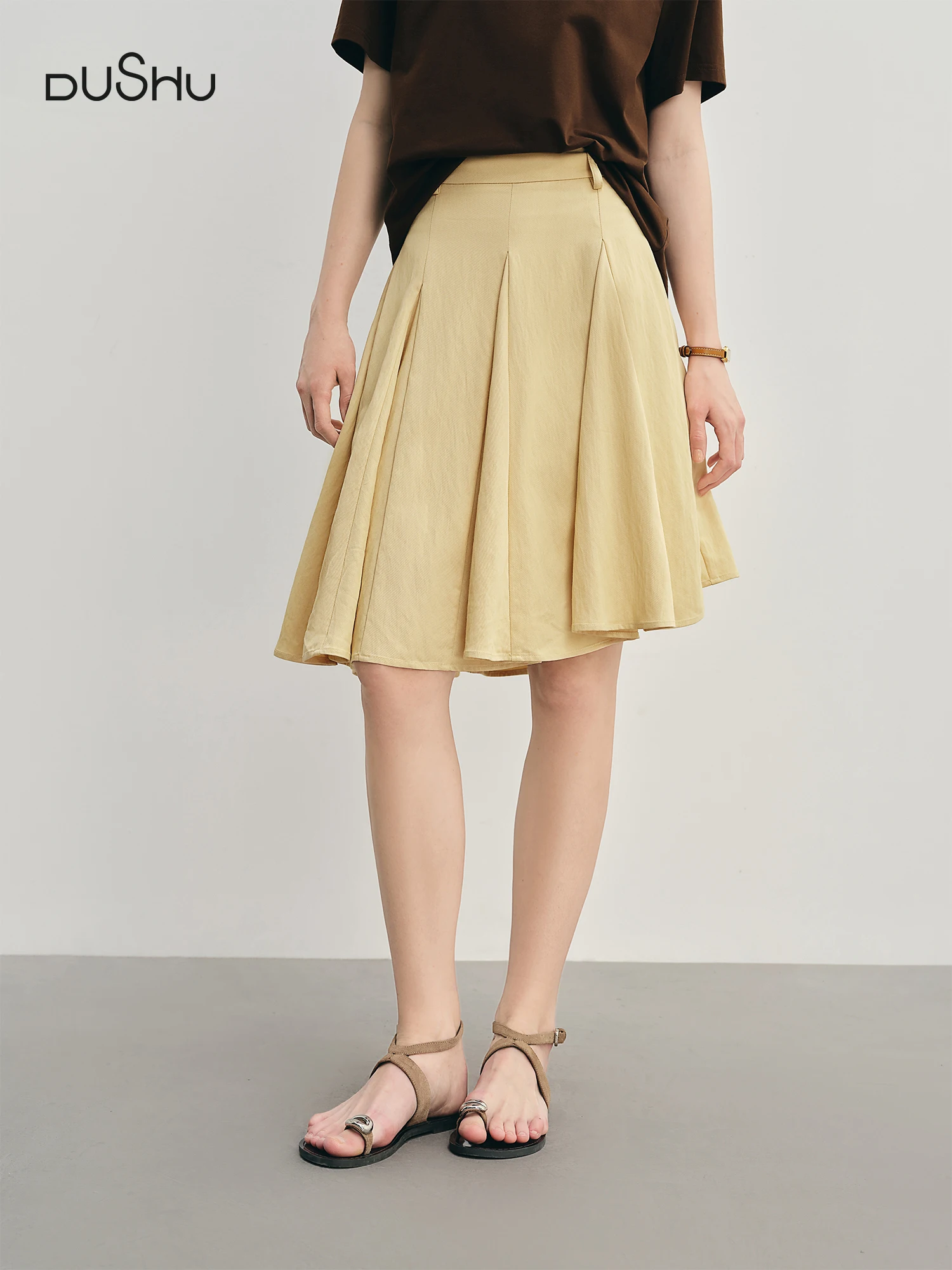 

DUSHU High Waist Skirt Summer 2025 New Casual Fashion Insert Splicing Irregular Mini Skirt 25DS82972