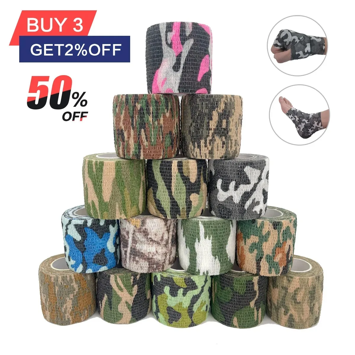 

15Pcs/4.8m Hunt Disguise Elastoplast Camouflage Elastic Wrap Tape Self Adhesive Sports Protector Ankle Knee Finger Arm Bandage