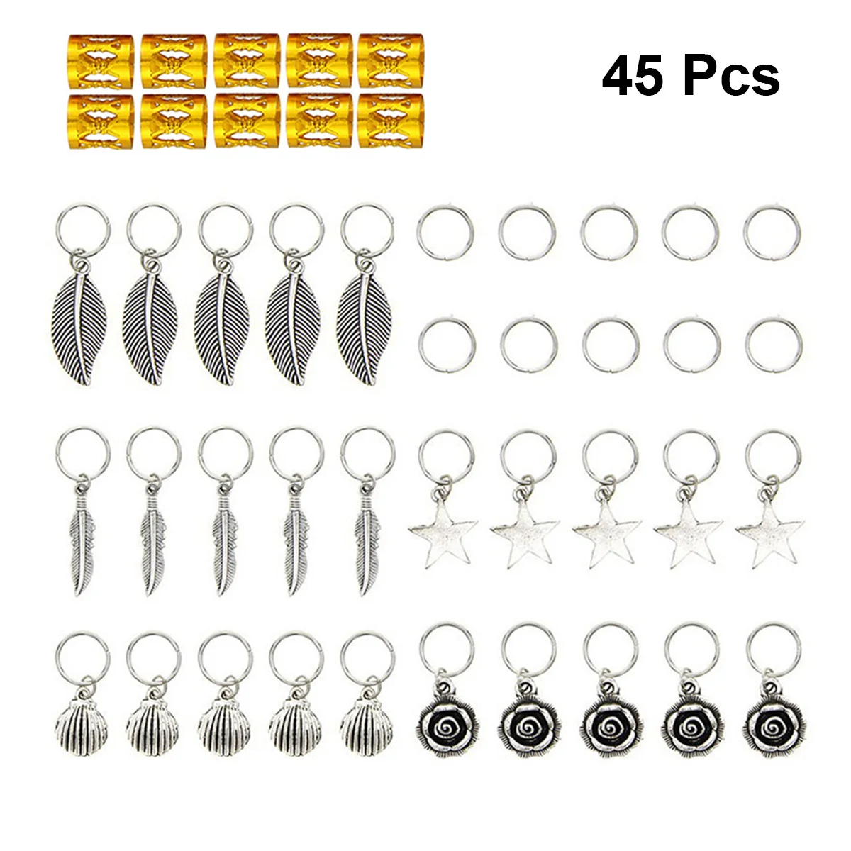 45 قطعة دبابيس الشعر المعدنية جديلة للنساء قلادة معدنية حلقة الشعر الدائري اكسسوارات قلادة الشعر #4