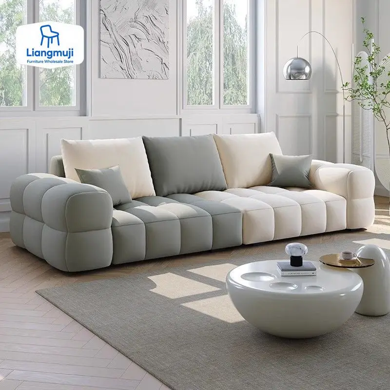 

Nordic Modern Designer Sofa Living Room Wooden Floor Lounge Sofa Cloud 3 Seater Divano Da Soggiorno Small Spaces Furniture