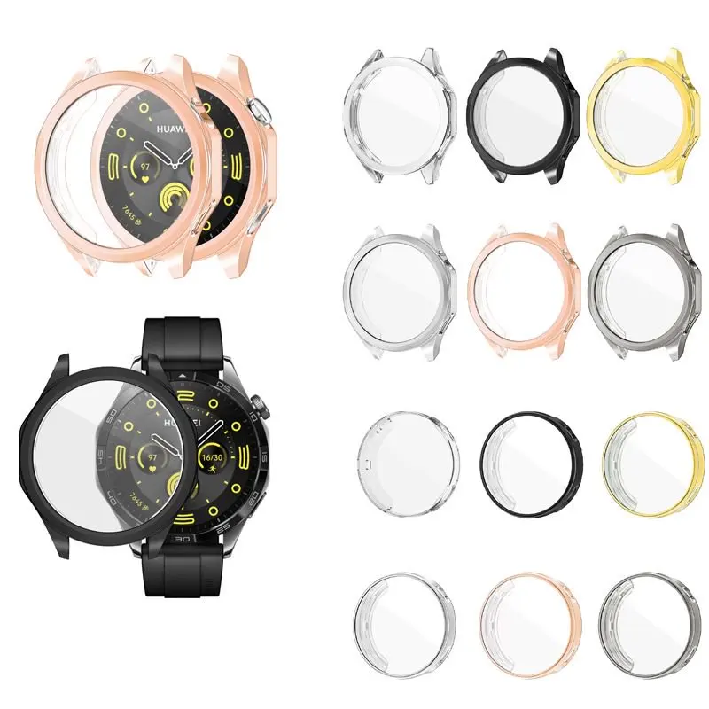 حافظة من البولي يوريثان مناسبة لساعة هواوي GT4 GT5 41 مللي متر 46 مللي متر ساعة ناعمة مطلية بالكهرباء واقي شاشة إطار غطاء كامل