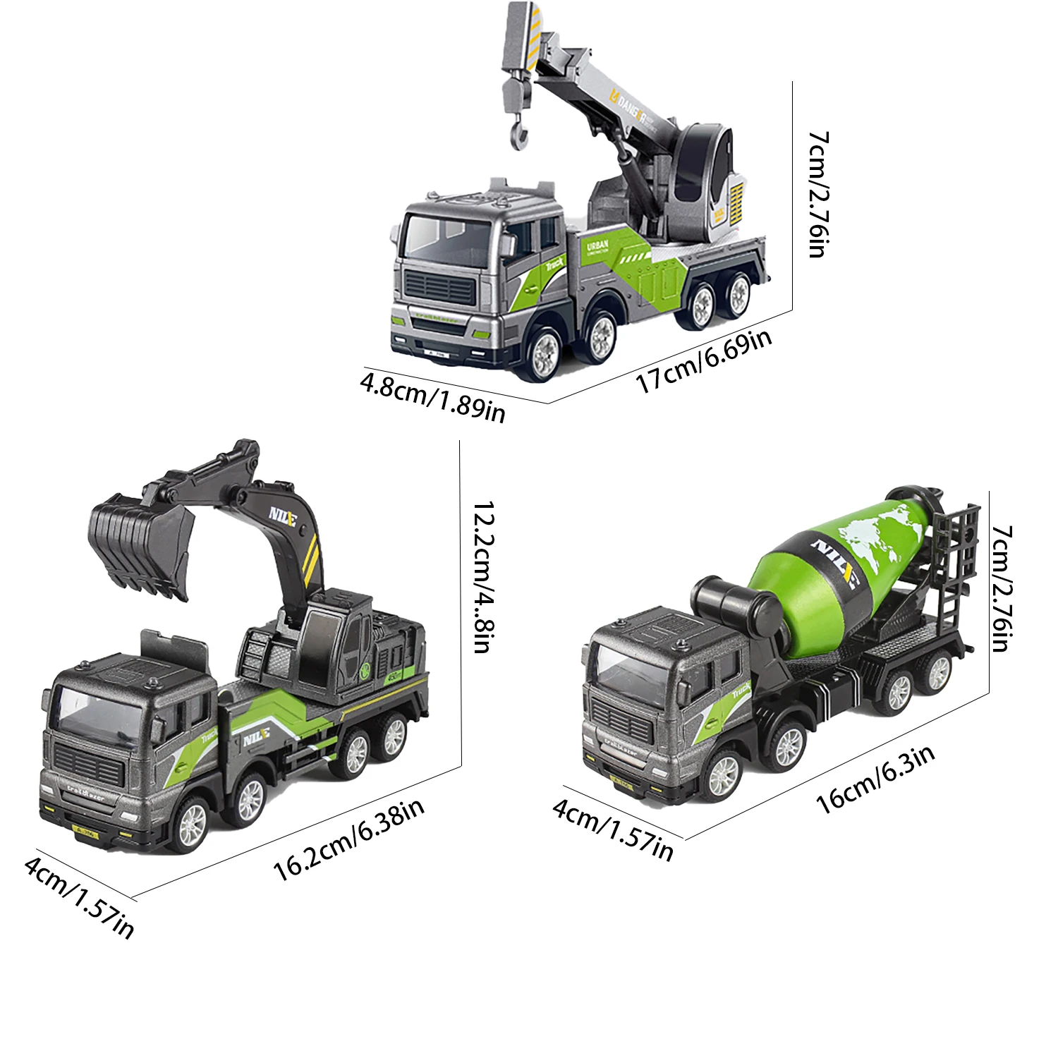 시뮬레이션 합금 광산 믹서 운송 크레인 엔지니어링 시리즈 모델카 어린이 장난감
