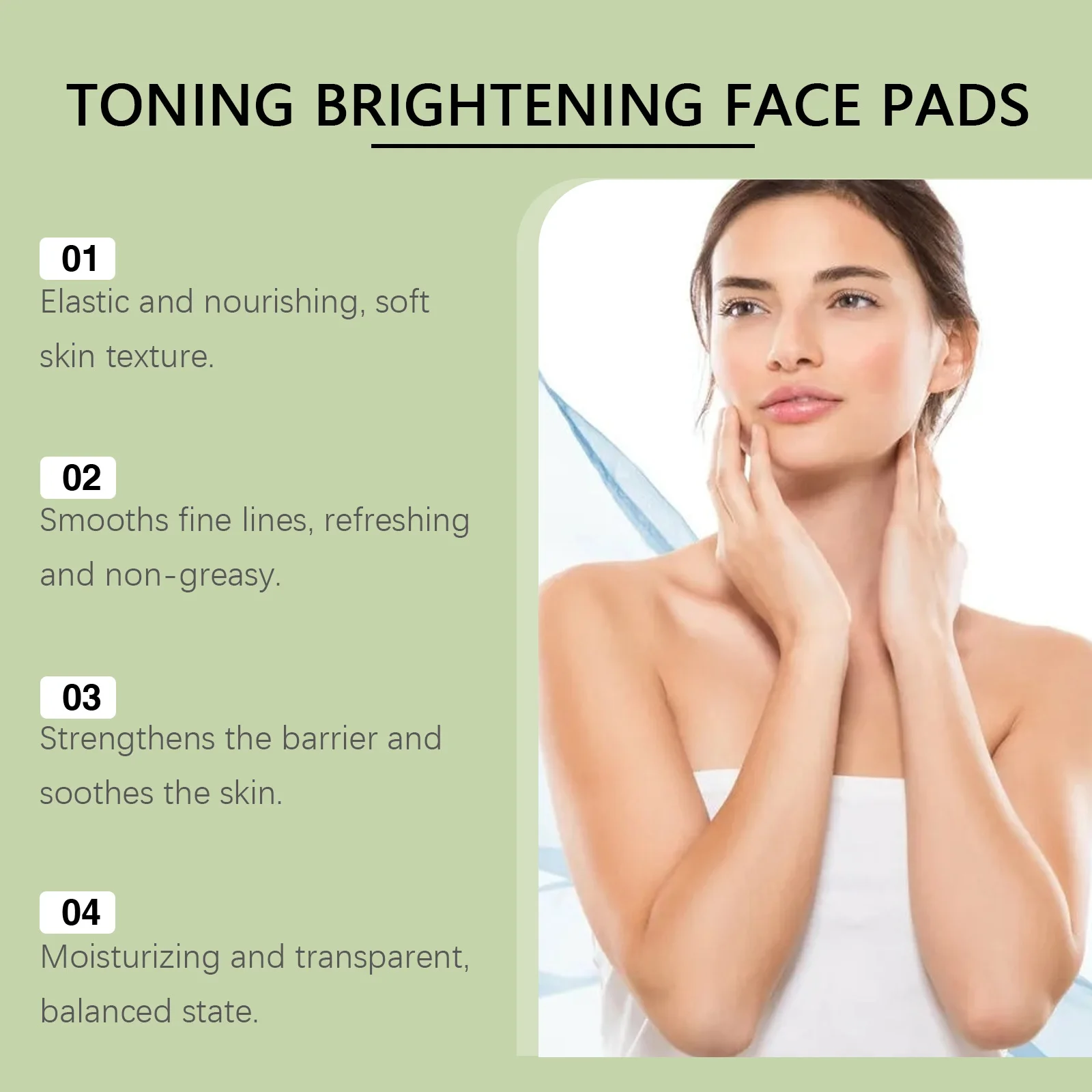 100PCS Centella Asiatica Hydrating Toner Pads Brightening Soothing Face Care For Sensitive Skin Moisturizing Firming Smoothing