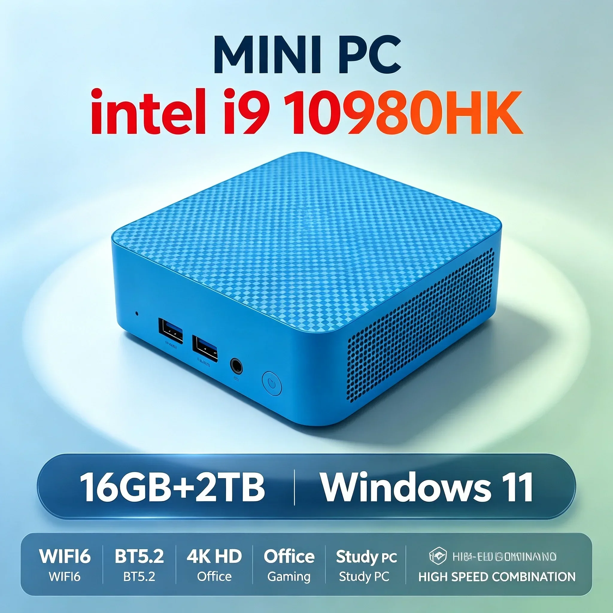 Mini PC InteI Core I9‑10980HK Windows11 16GB RAM Optional 1TB‑2TB SSD WiFi‑6 Bluetooth5.2 Mini Host Desktop For Office Home