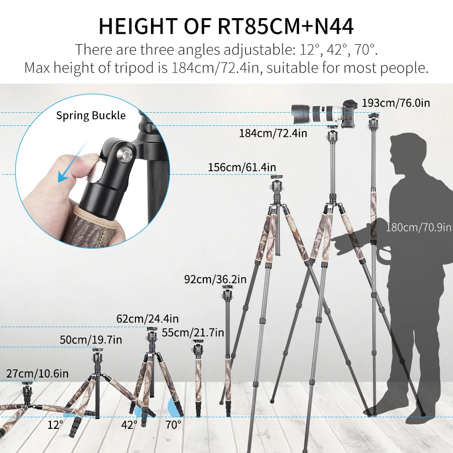 INNOREL RT75CM/RT85CM Professional Carbon Fiber Tripod Monopod for DSLR Camera Heavy Duty Stand Panoramic Low Gravity Ball Head