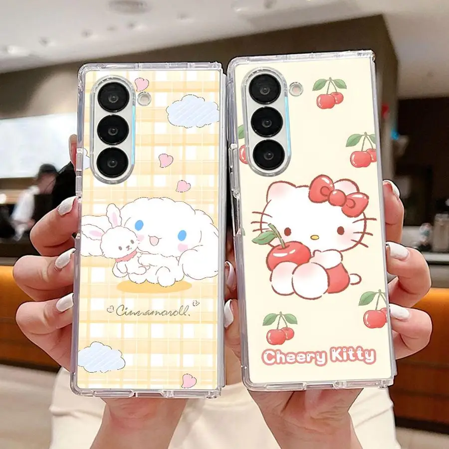 حافظة لهاتف سامسونج جالاكسي Z فولد 7 6 5 4 3 ZFold3 ZFold6 ZFold4 ZFold5 ZFold7 غطاء هاتف ناعم شفاف سانريو شيري هالو #1