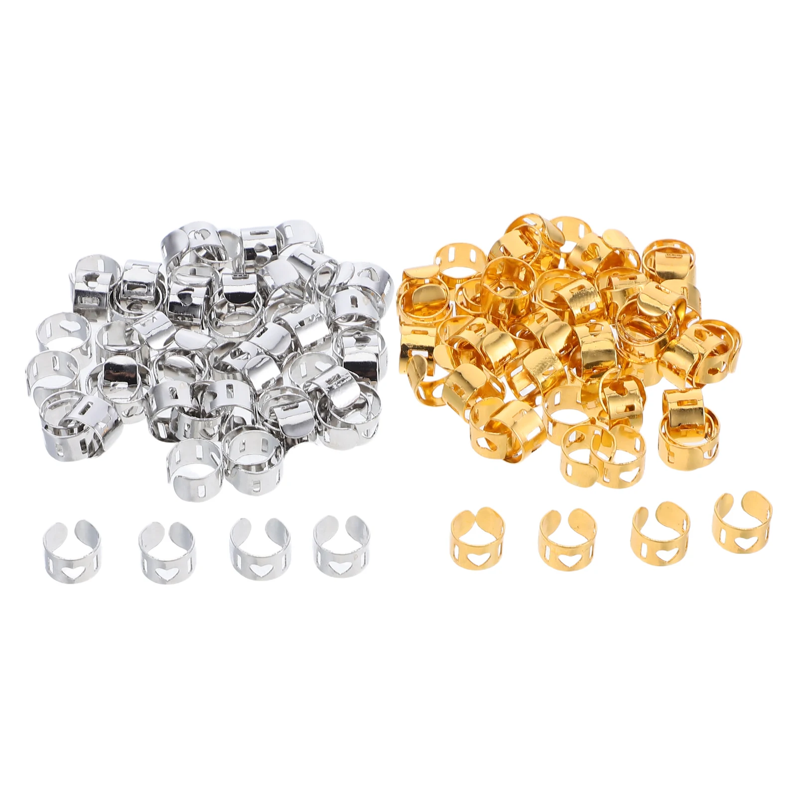 

120 шт., кольца с полой косой в форме сердца, серебряные, золотые аксессуары для волос, легкие металлические манжеты, стильные украшения для дредов