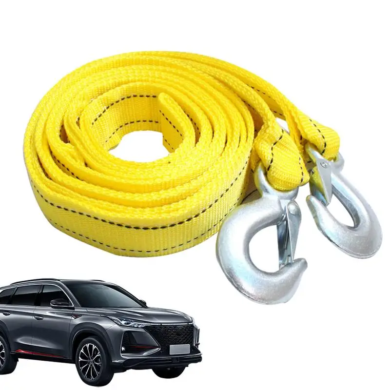 Tow Rope With Hooks Anti Collisions Quick Release Metal Hooks High Strength Strap Withstands Toughest Car reliable Towing Rope