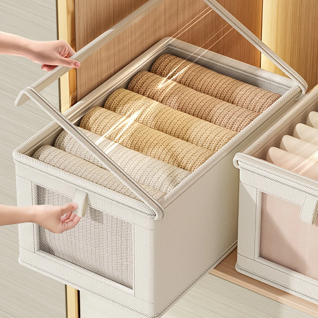 Spacious Lidded Clothes Storage Box Single Piece Practical Organizer Suitable For Wardrobe And Window