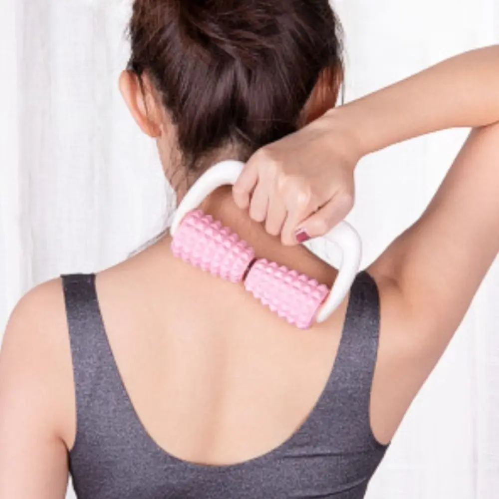 

Double Wheels Hand-held Muscle Massage Roller Shoulder Neck Fitness Physiotherapy Massage Roller Anti-cellulite Sculpting