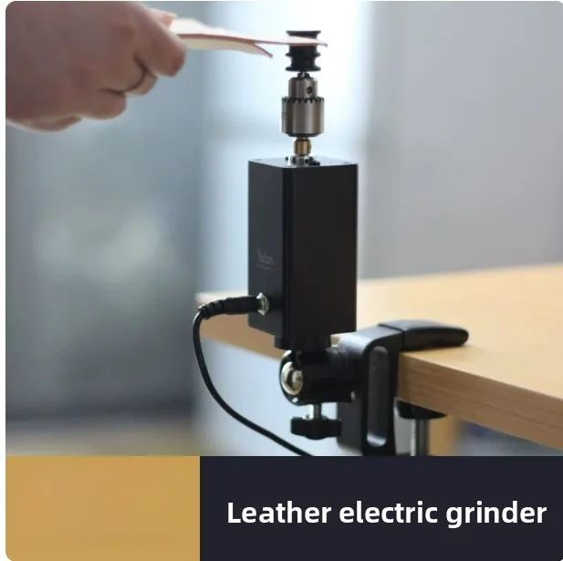 100-240V Electric Leather Edge Sanding Burnishing Machine, Adjustable Speed Polishing Kit with Wood Burnisher