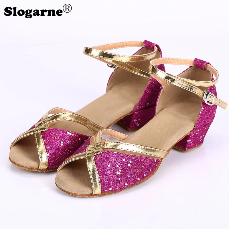 Children Summer Latin Shoes Women Dance Shoes Ballroom Indoor Girl Latin Sandals Kids Waltz Modern Dance Sandals Stage Show Shoe