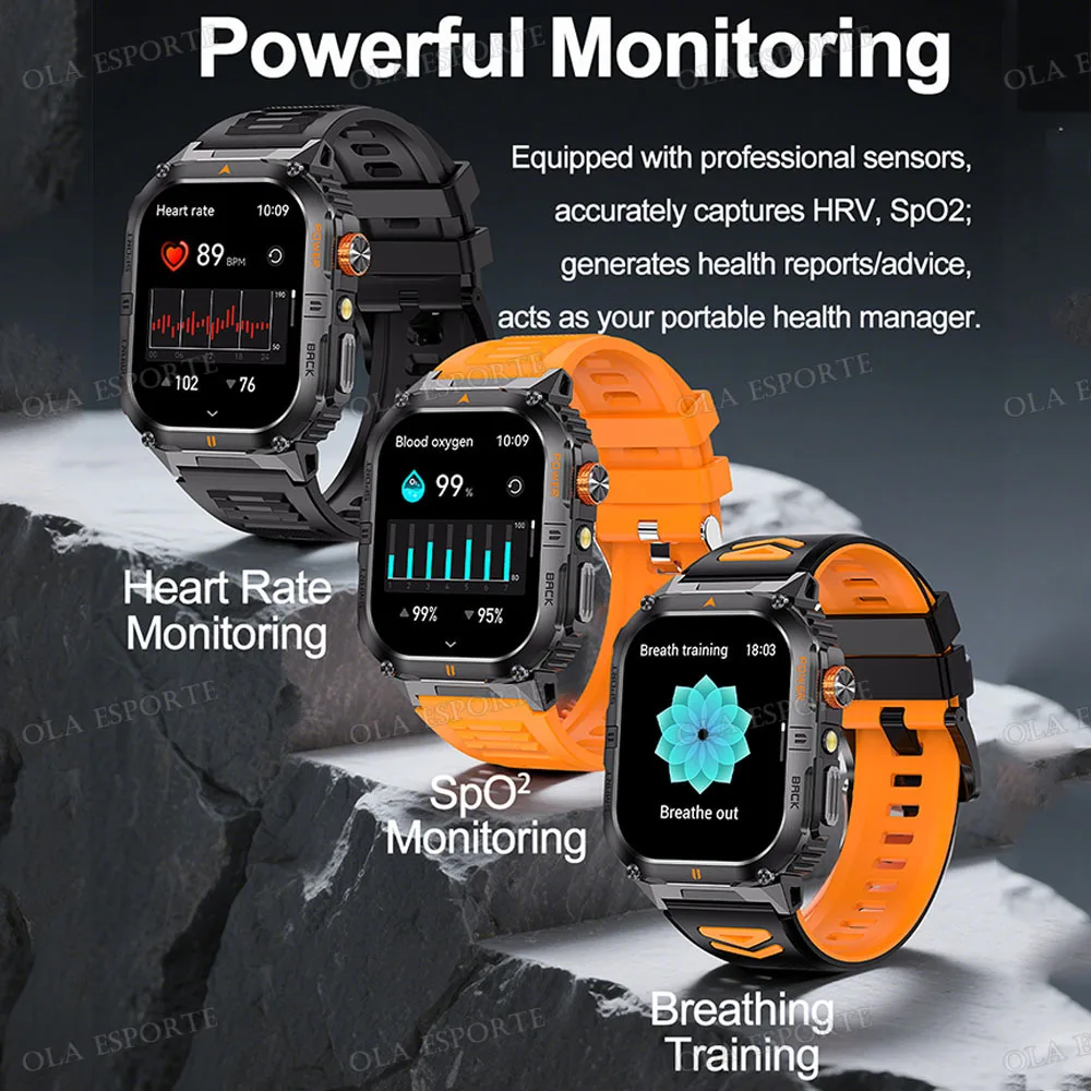 الرجال ساعة ذكية في الهواء الطلق IP68 مقاوم للماء 1000mAh بطارية عالية السعة بلوتوث الموسيقى دعوة Smartwatch 100 + أوضاع رياضية عداد الخطى