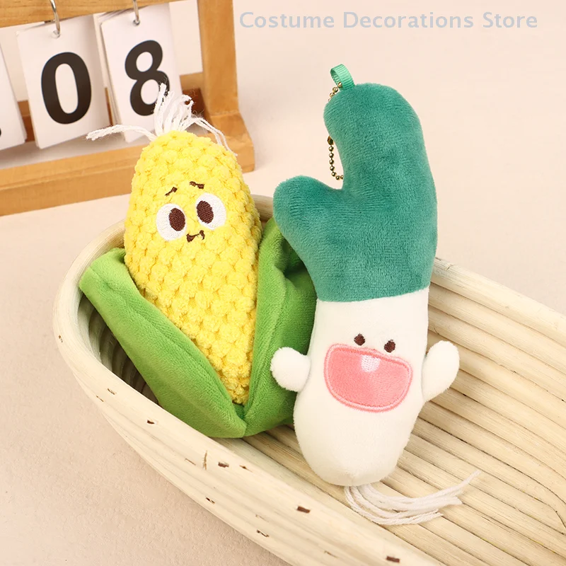 1 Piece Cartoon Plush Peeled Corn Doll Keychain Scallion Stuffed Toys Vegetable Gifts Cute Bag Pendant Schoolbag Accessories