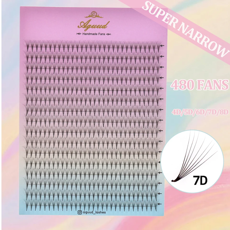 

AGUUUD NEW 4D 5D 6D 7D 8D Premade Narrow Fans Eyelash Extensions 480 Fans Premade Russian Volume Lash Ready Fan Lash Extension