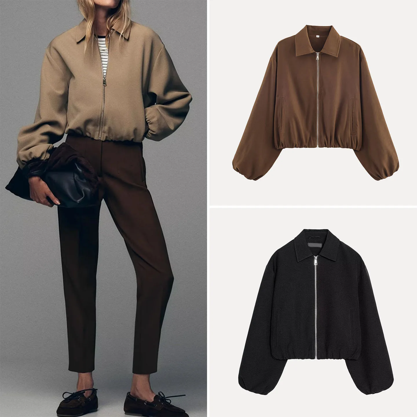 

Faionable пышная куртка на молнии, женская весенне-осенняя новая повседневная верхняя одежда, женское пальто Ele Personali ort