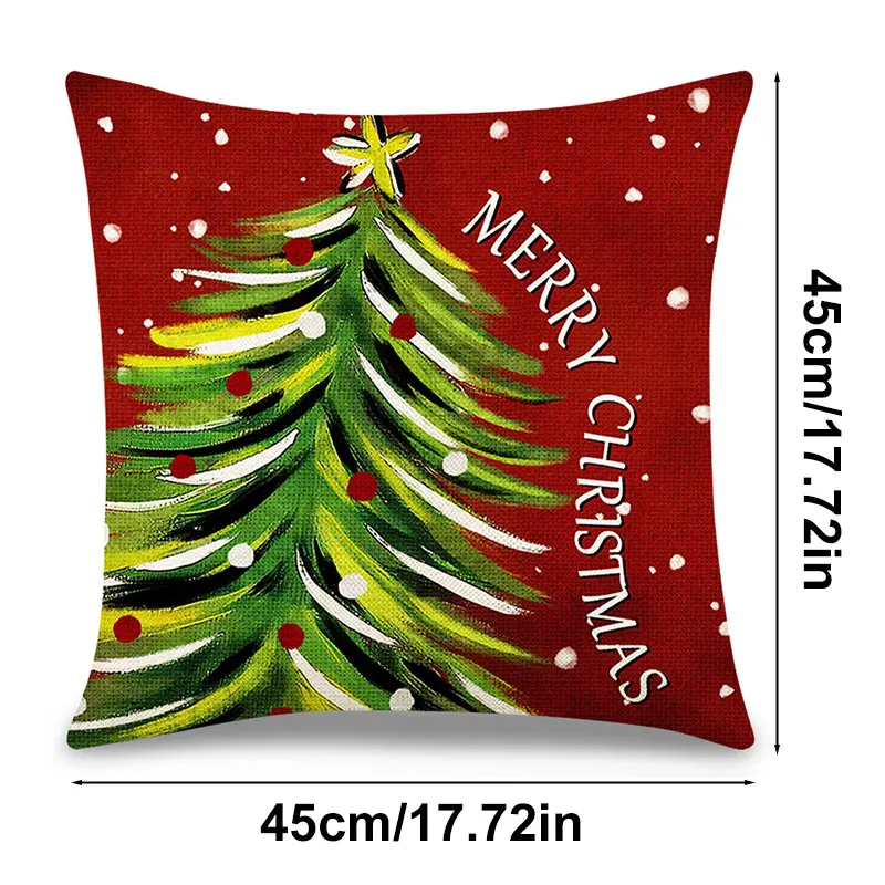 Christmas Throw Pillow Covers 18x18in Linen Snowmen Christmas Tree Xmas Pillow Case With Zipper Soft, Durable Cushion Cover Case