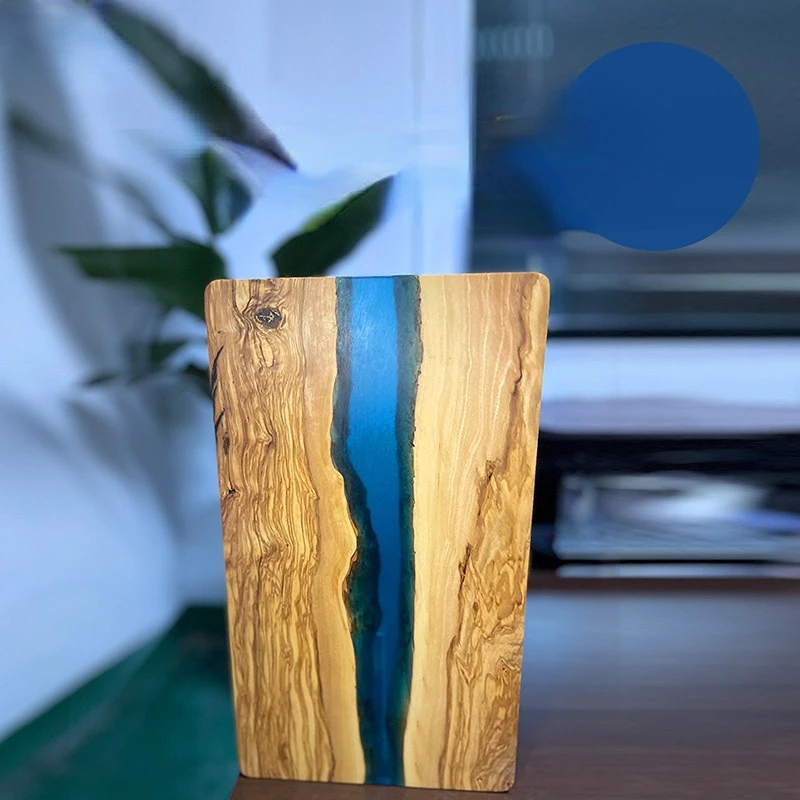 Olive Wood Resin Cutting Board Sky Blue Resin Mosaic Olive Wood Cutting Board Chopping Board Kitchen Tools