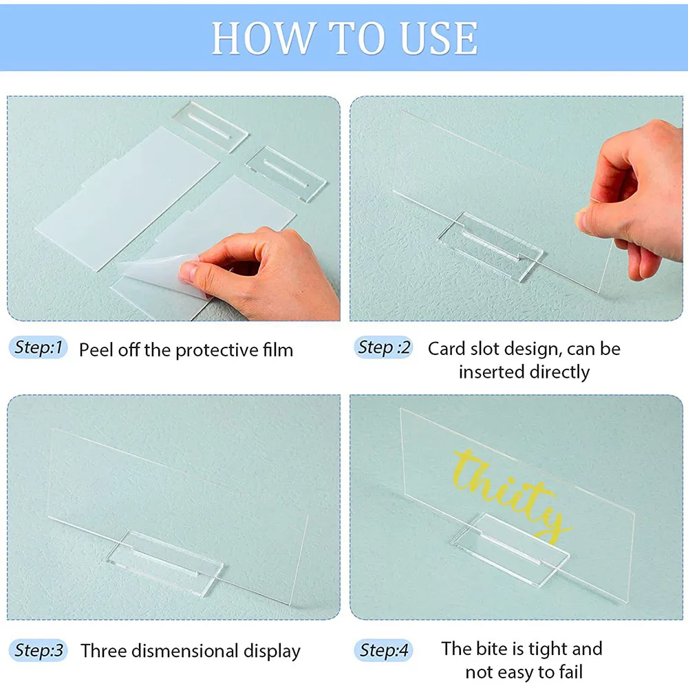 D&D 10sets Clear Place Cards with Holders Blank Rectangle Acrylic Sign Small Wedding Table Place Cards Wedding Names Cards