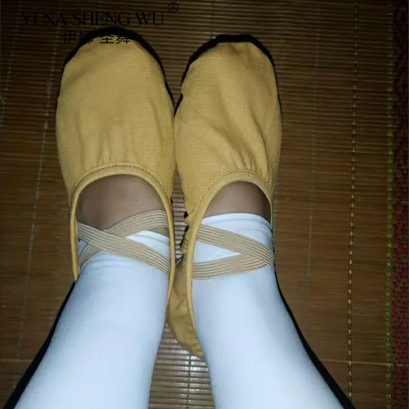 Qualidade profissional crianças chinelos de dança lona sola macia barriga yoga ginásio ballet sapatos meninas mulher homem bailarina para dar