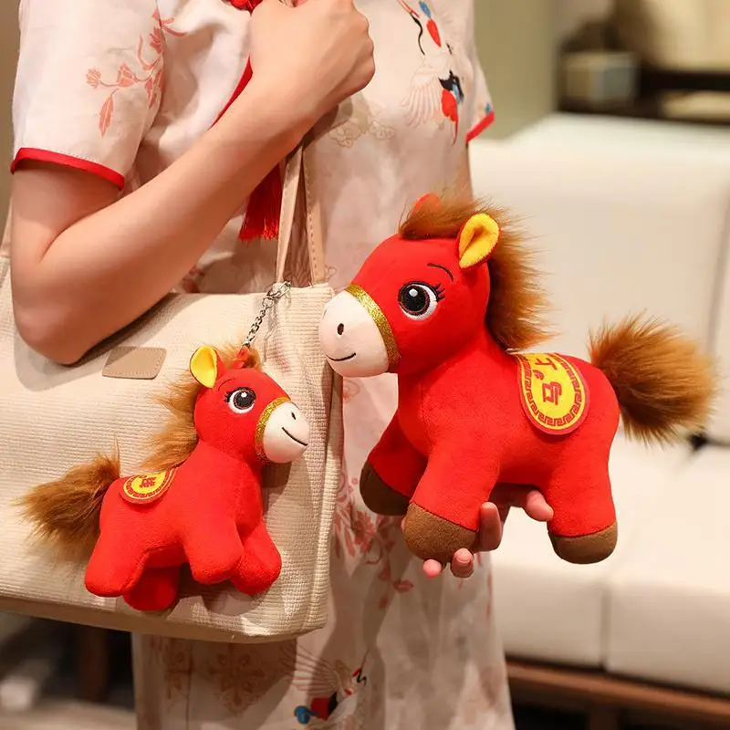 1 pz capodanno mascotte cavallo giocattoli di peluche 15/20/30 cm rosso fortunato cavallo peluche pony bambola decorazione festival regalo regalo per bambini