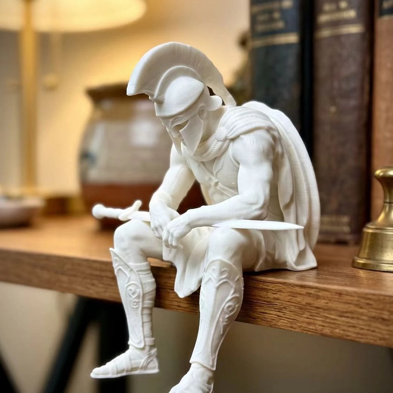 Ancient Greek Warrior Thinker Retro Sculpture Figurine Desktop Home Ornament Office Decor