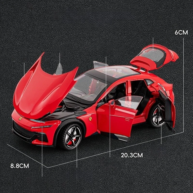 1:22 Purosangue FUV سيارة رياضية فاخرة محاكاة سبيكة سيارة نموذج ثابت الديكور الصوت ضوء نموذج لعبة طفل الهدايا
