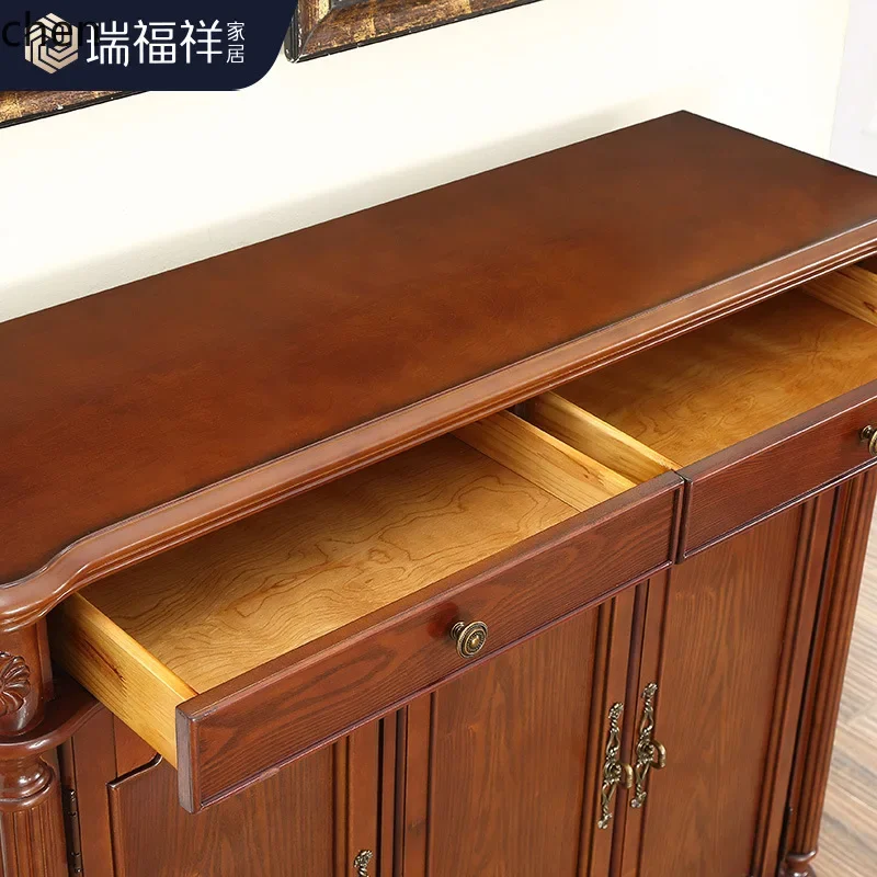 v1 Solid Wood Shoe Cabinet Multi-Specification Household Doorway Large Capacity Storage Cabinet Multi-Layer Entrance Cabinet