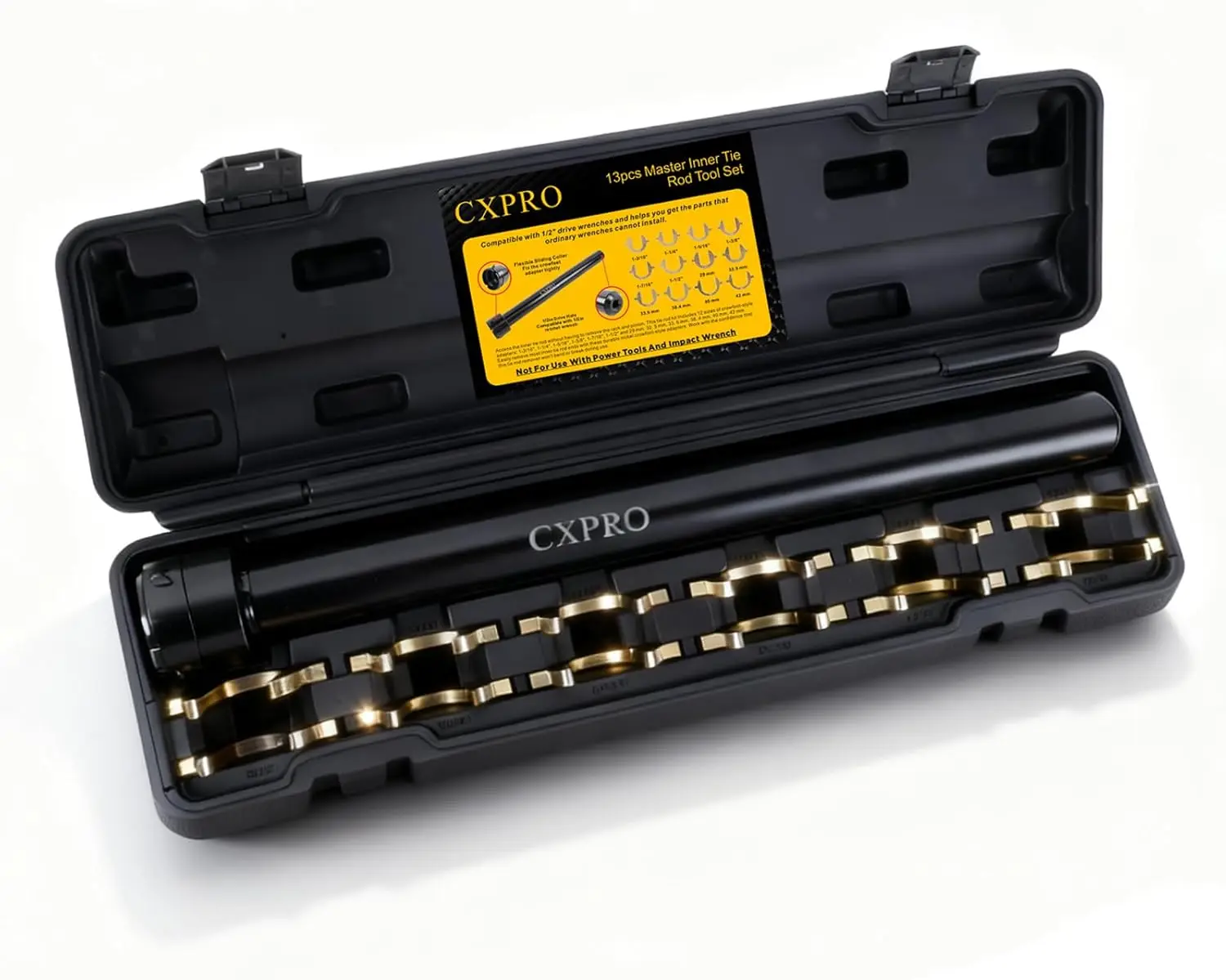 

Inner Tie Rod Removal Tool Kit with 12 Crowfoot Adapters, 1/2' Drive