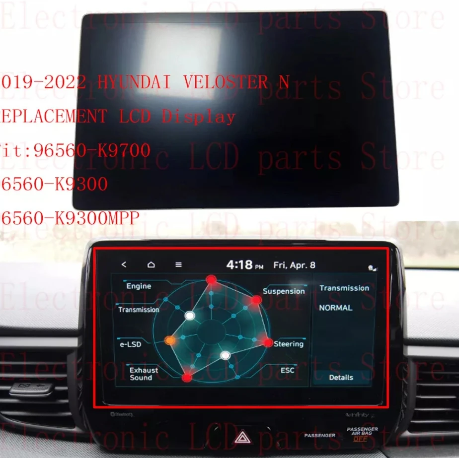 REPLACEMENT LCD Display 2019-2022 For HYUNDAI VELOSTER N  KIA STONIC GPS NAVIGATION radio 96560-K9300, 96560-K9700 96560H8460FHV