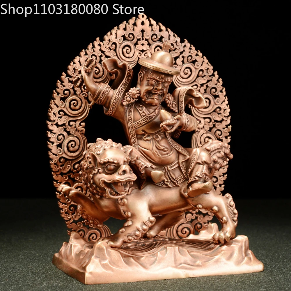 15cm Red Copper Carving Ekajati Damchen Shan Jian Rahula Buddha Statue Nepal Tibet Nyingma Dharma God Sculpture