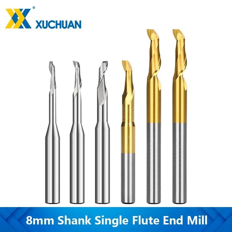 

Milling Cutter HSS Single Flute CNC Router Bits 8mm Shank End Mill Carbide for Aluminum Woodworking Tools