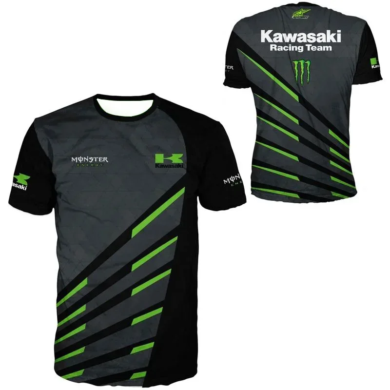 

Kawasaki свободный велосипедный топ с круглым вырезом, повседневная спортивная футболка с 3D принтом, дышащая, быстросохнущая для езды на велосипеде по бездорожью