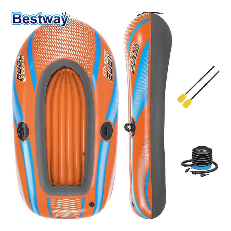 Bestway 61142 Kayak inflable resistente para 1-3 personas, barco de aventura de Rafting de PVC de larga duración para emocionante agua