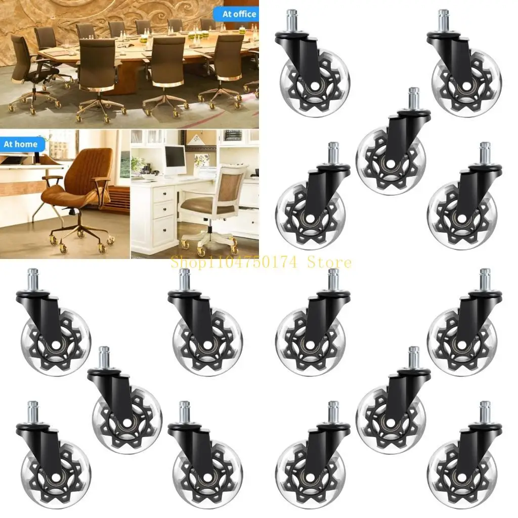 

Universal Polyurethane Replacement Casters 3 Inch Transparent Chair Noise Less Quiet Rolling For Home Office Use top sale