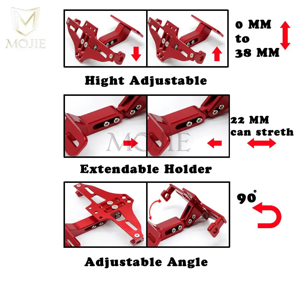 Motorcycle Universal License Plate Holder Bracket LED Light For KAWASAKI Z750 Z750L Z750R Z750S Z900 Z900RS Z1000 Z1000R Z1000SX