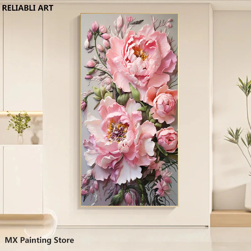 

Abstract Art Pink Flowers on Canvas,Home Decor Poster,Wall Art, Pinting, Bedroom Decor,Modern Print Picture, Unframed