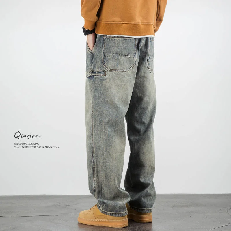 Pantalones vaqueros Retro de pierna recta para hombre, pantalón holgado informal y cómodo de alta calidad, talla grande 36, nueva tendencia de moda, primavera y otoño, 2023