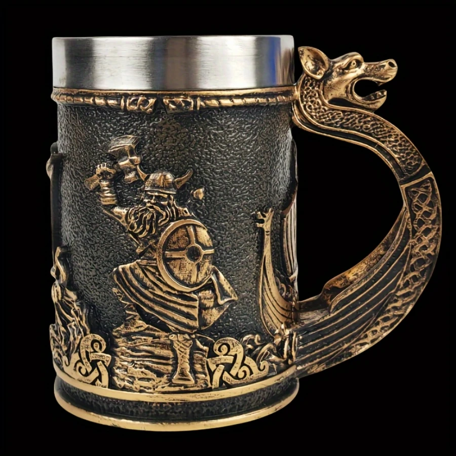 

Christmas Valentine's Day gift, medieval Viking Warrior Pirate Cup, large mug, resin-coated stainless steel liner, bar draft bee