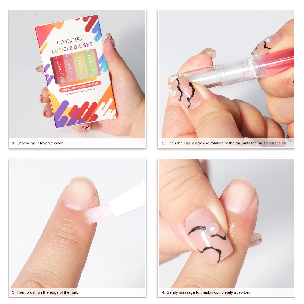 LIMEGIRL 6PCS Nail Care Voedingswaarde Nagelriemolie Pen Geschenkdoos Set voor Nagellak Voeding Olie Dode Huid Crack Care nagel Set