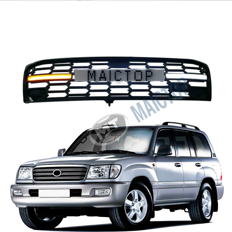 

Modification Maictop Car Accessories Front Bumper Grille Grills ABS for LAND CRUISER 100 Grill LC100 1998-2007 Gr Style