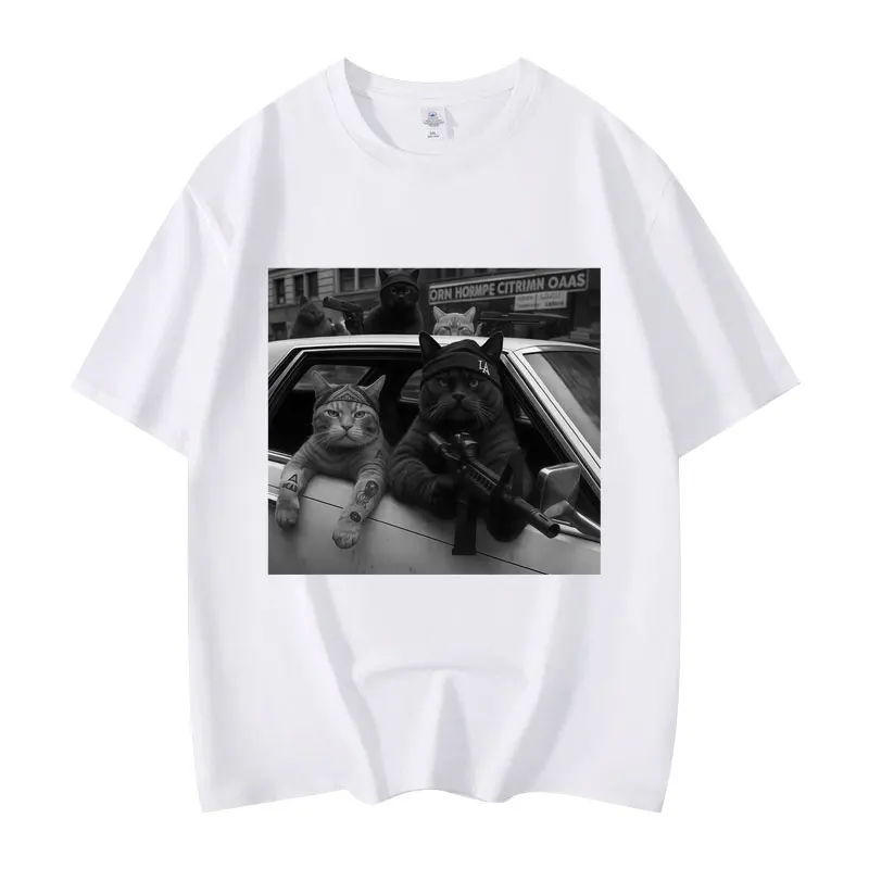 

Funny Cat Gang Meme Graphic T Shirts Casual Fashion Oversized T-shirt Men Women Clothing Cotton Short Sleeve T-shirts Streetwear