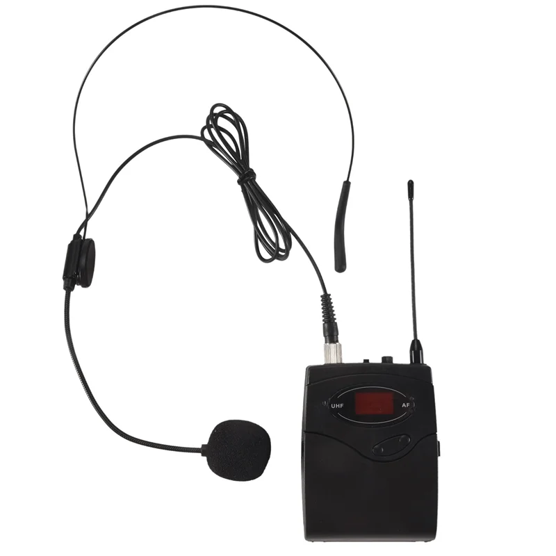 -Sistema microfonico wireless AT52, set microfono wireless con auricolare e ricevitore trasmettitore da cintura con microfono lavalier