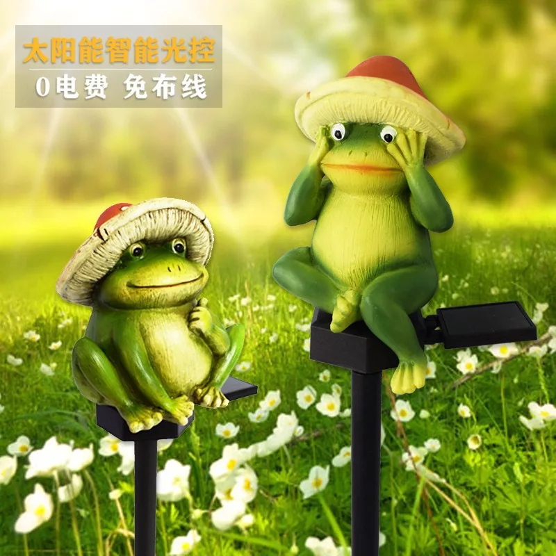 2024 New Solar Courtyard Outdoor Garden Villa Mushroom Frog Turtle Hedgehog Ground Lamp Resin Crafts Featured Landscape Lamp Hot