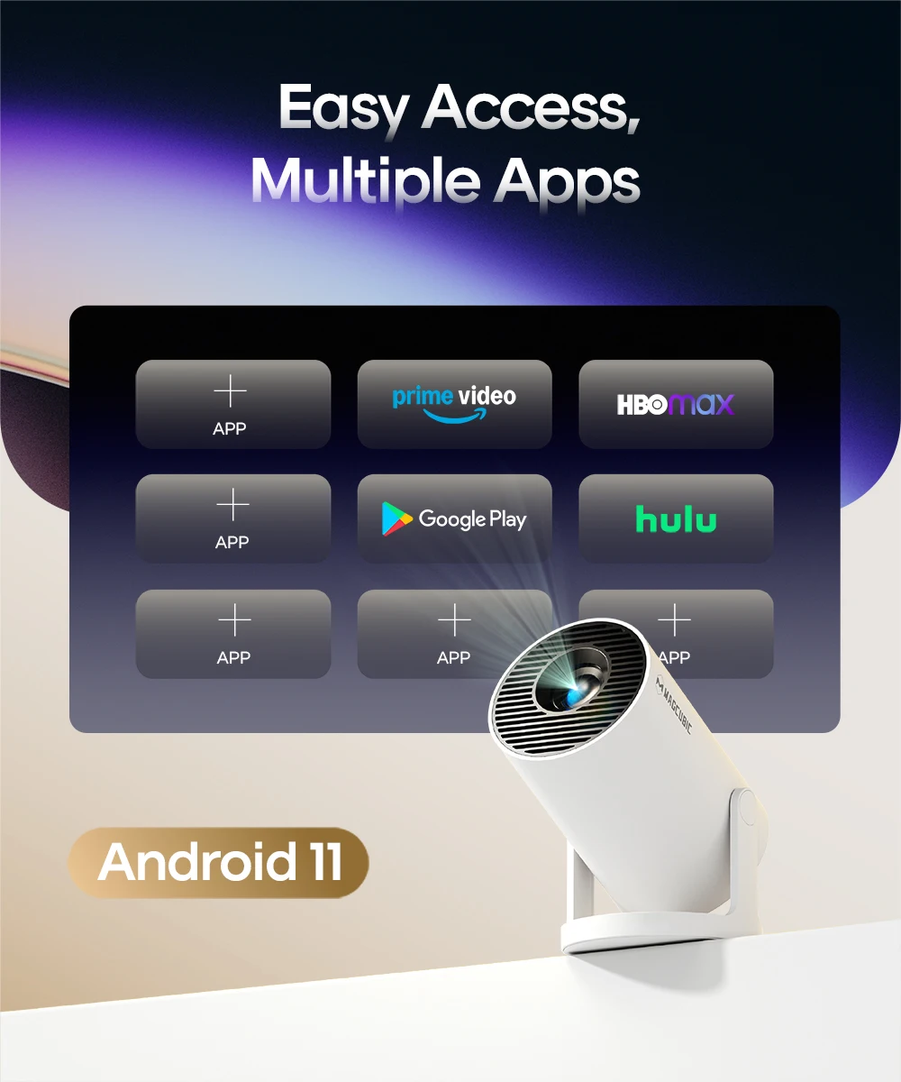 Magcubic HY300 Android 11 260ANSI Проектор Allwinner H713 720P 1080P 4K HD 180 °   гибкий портативный домашний кинотеатр BT5.0 на открытом воздухе