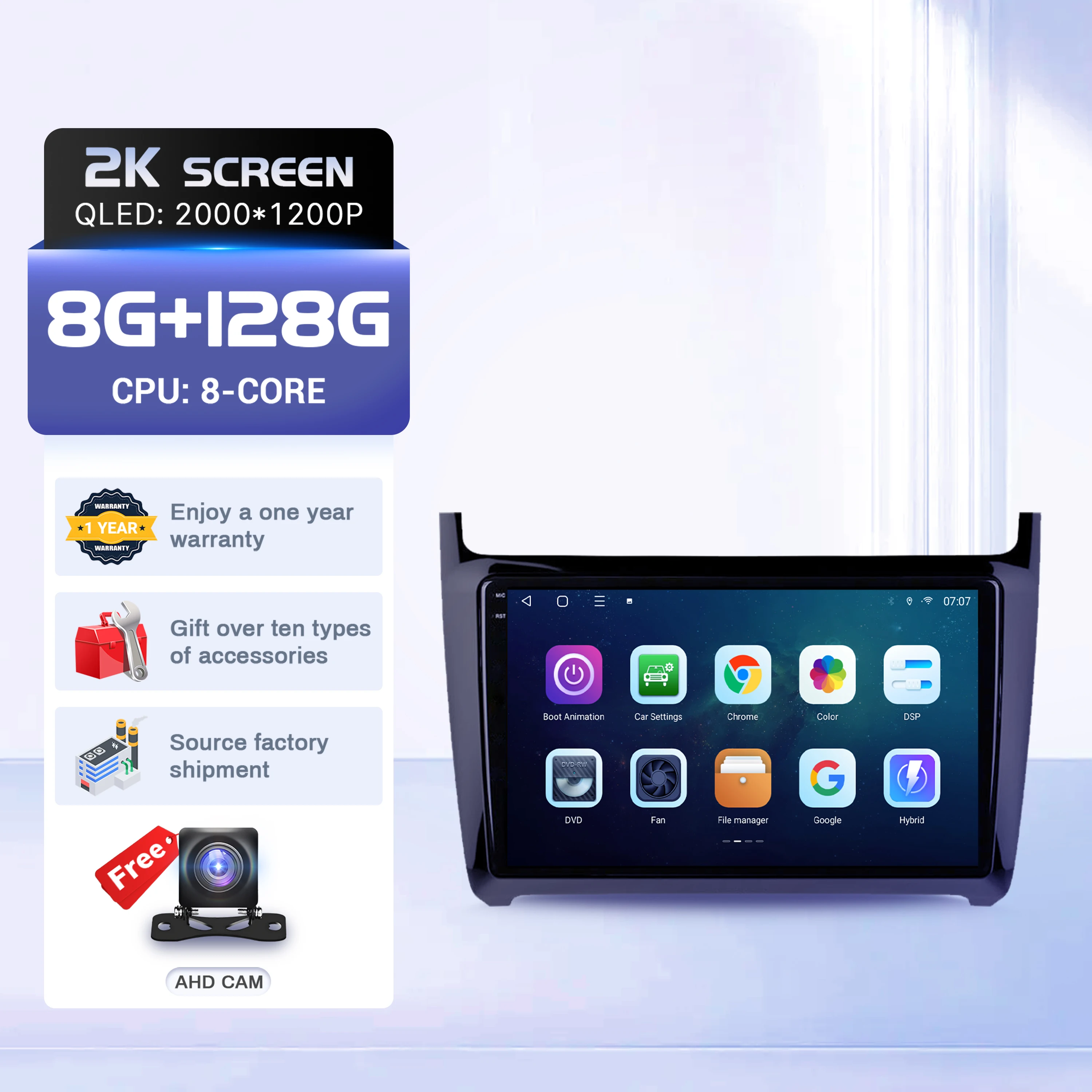 9 inch autoradio voor Volkswagen Polo 5 Sedan 2008-2020 Android 16 draadloze BT Carplay multimedia navigatie touchscreen 2K QLED scherm