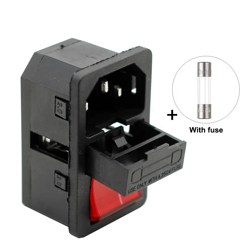 Electrical Power Socket 250V KCD4 Rocker Switch with 10A Fuse