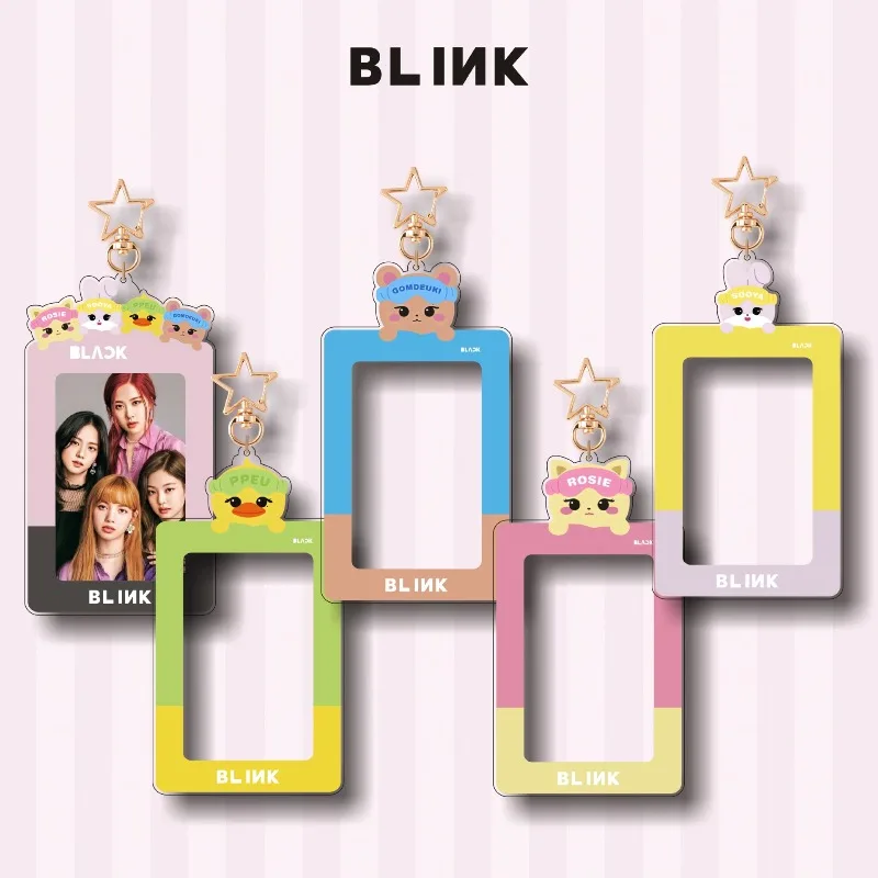 Llavero de acrílico con diseño de dibujos animados de Black Pink, marco de fotos, bonito llavero para guardar tarjetas, adorno decorativo para bolso, regalo