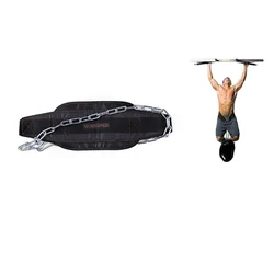 Cintura per sollevamento pesi in Neoprene spesso con cintura per immersione a catena per Pull Up Chin Up Kettlebell Barbell Fitness Bodybuilding Gym Belt